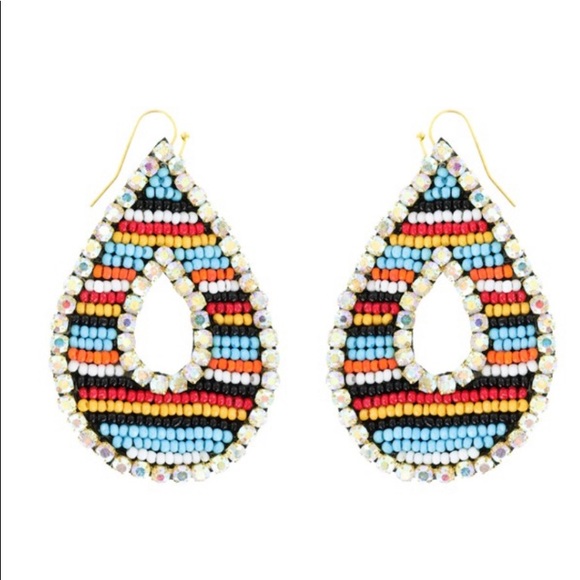 Western style serape tear drop earrings - Picture 1 of 3